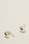 Small Charm Earring, SILVER PLATED TEAR DROP STUD - alternate image 1