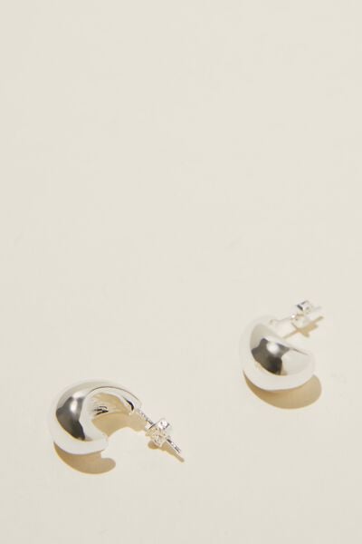 Small Charm Earring, SILVER PLATED TEAR DROP STUD