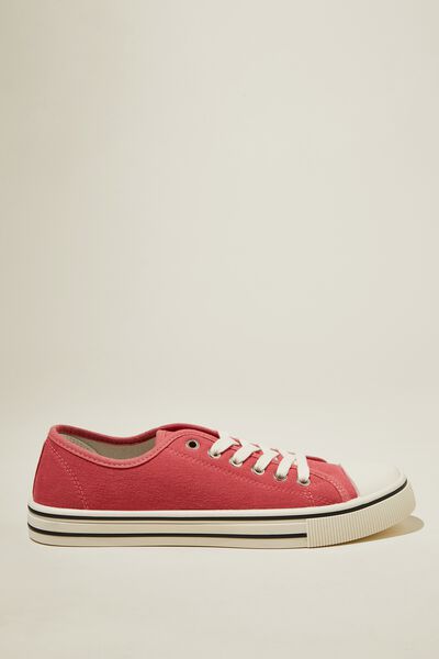Harlow Lace Up Plimsoll, SUMMER RED