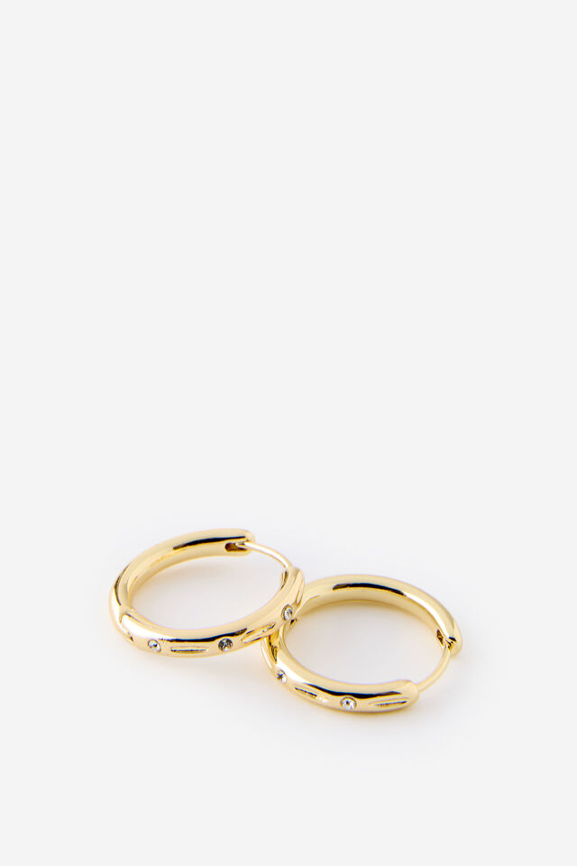 Mid Hoop Earring, UP GOLD DIA HOOP
