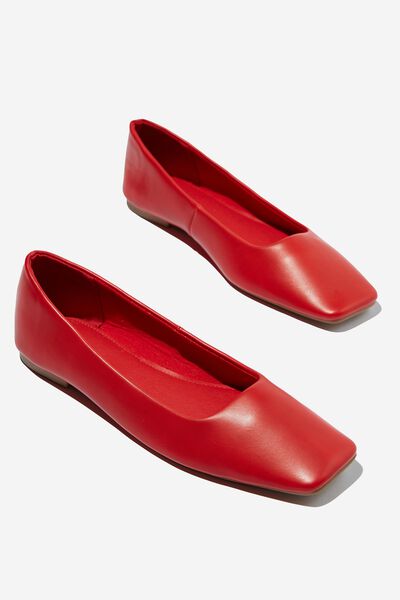 Square Toe Ballet, RED PU