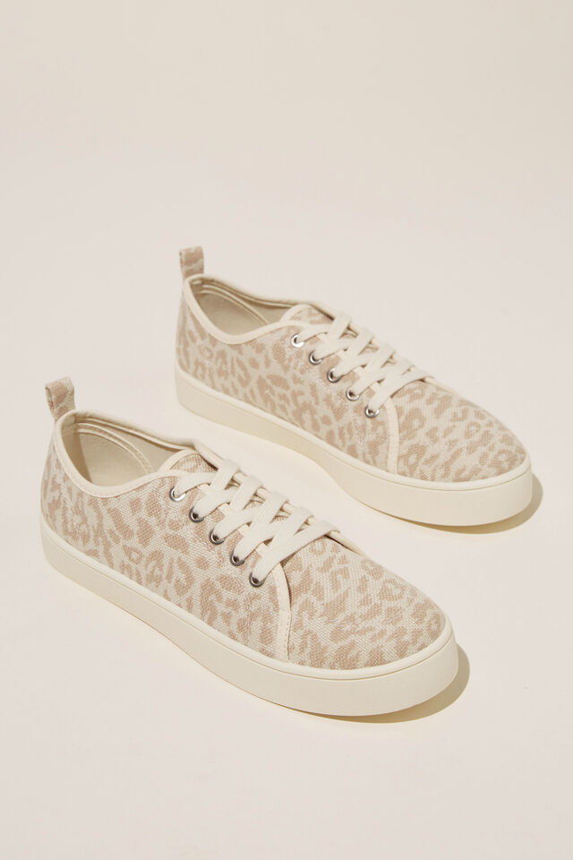Saylor Lace Up Plimsoll, WASHED LEOPARD
