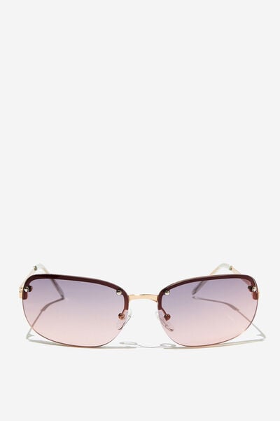 Jay Rimless Sunglasses, GOLD/BERRY