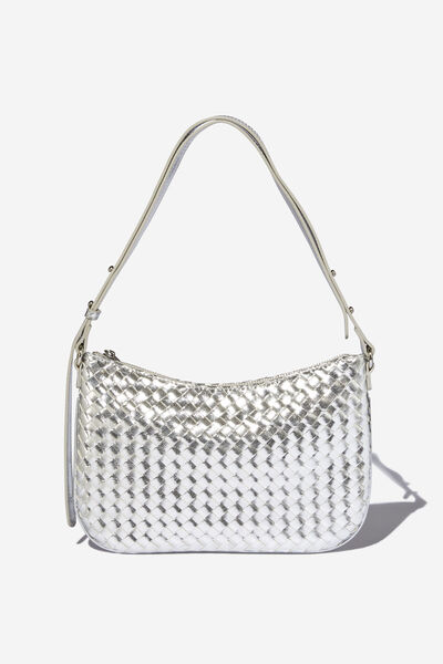 Aries Bag, SILVER METALLIC WOVEN PU