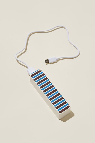 Charge On The Go Power Bank, BLUE CHOC STRIPE