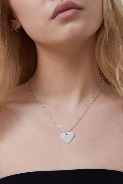 Personalised Premium Pendant Necklace Silver Plate, STERLING SILVER PLATED HEART