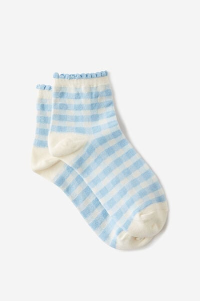 Gingham Mid Crew Sock, DELPHI BLUE