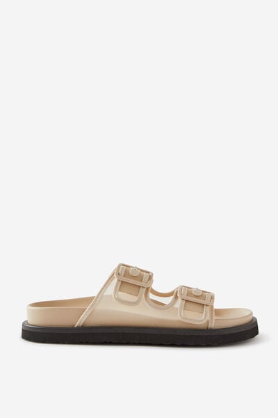 Elidy Double Buckle Slide, CAMEL MESH