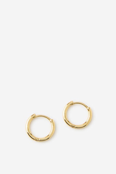 Premium Plated Small Hoop Earring, GOLD FINE HUGGIE