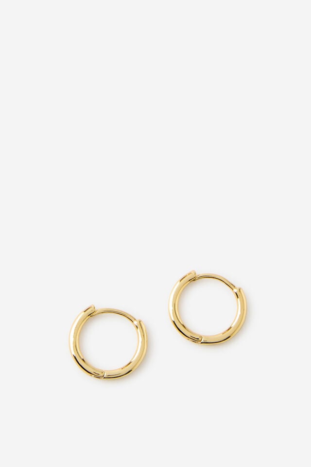 Premium Plated Small Hoop Earring, GOLD FINE HUGGIE
