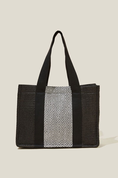 The Stand By Tote, BLACK WOVEN TEXTURE
