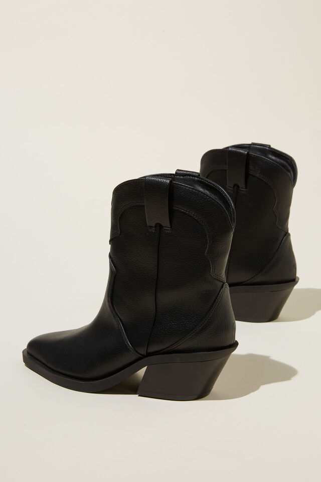 Dylan Western Ankle Boot, BLACK VEGAN LEATHER