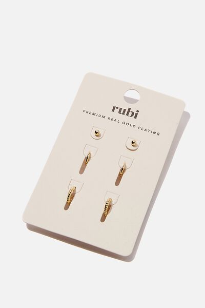 The Perfect Earrings Stack Gold Plated, GOLD PLATED