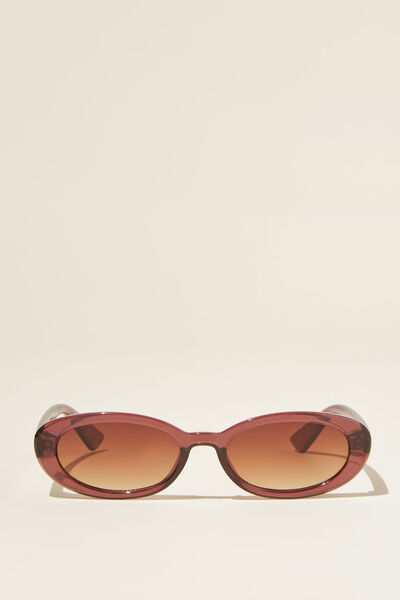 Óculos de Sol - Ophelia Oval Sunglasses, DEEP BERRY