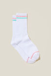 Club House Crew Sock, WHITE/PINK LAGOON STRIPE - alternate image 1