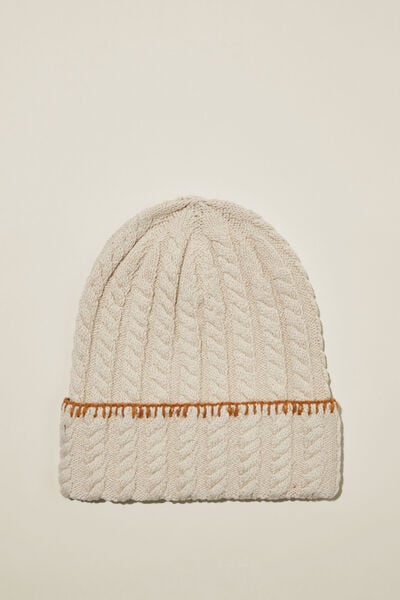 The Holiday Chunky Knit Beanie, ECRU CABLE