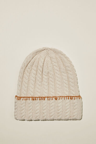 Gorro - The Holiday Chunky Knit Beanie, ECRU CABLE
