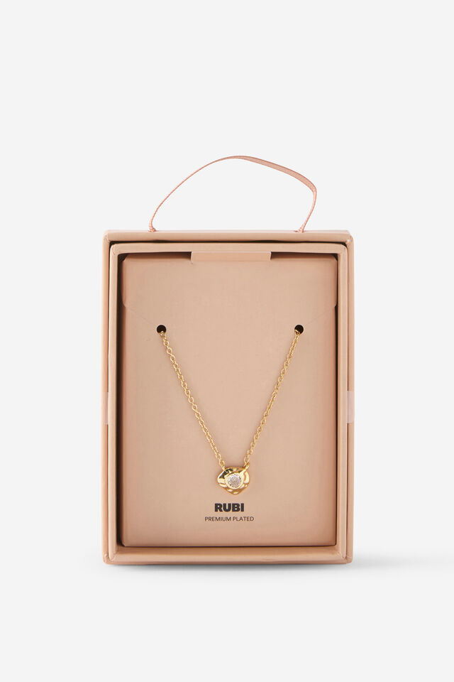 Premium Plated Gifting Necklaces, GOLD MOLTEN CUBIC ZIRCONIA