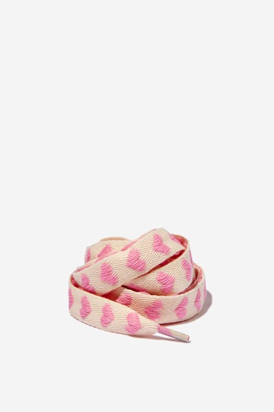 Rubi Shoe Laces, ECRU/PINK HEART