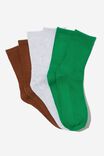 3Pk Club House Crew Sock, SOFT MIX-BRIGHT GREEN/GREY MARLE/BRONZED BROW