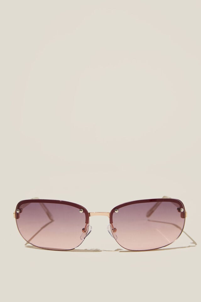 Jay Rimless Sunglasses, GOLD/BERRY