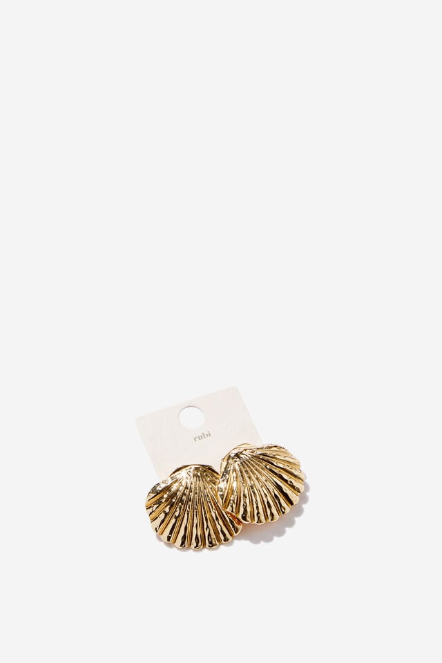 Mid Charm Earring, UP SHELL GOLD