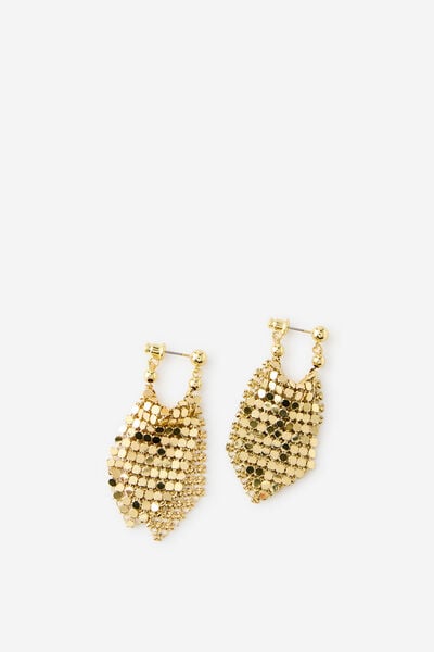 Mid Charm Earring, GOLD BALL STUD GLOW MESH