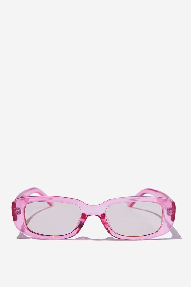 Abby Rectangle Sunglasses, HOT PINK CRYSTAL