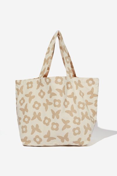 Everyday Canvas Tote, BUTTERFLY YARDAGE NEUTRAL