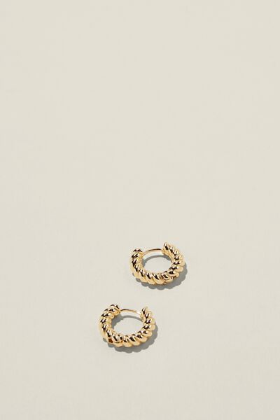 Small Hoop Earring, GOLD PLATED TWIST