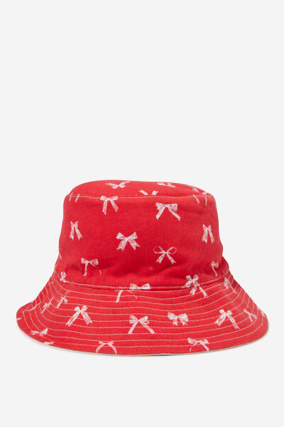 Reversible Bianca Bucket Hat, RED BOW/ECRU