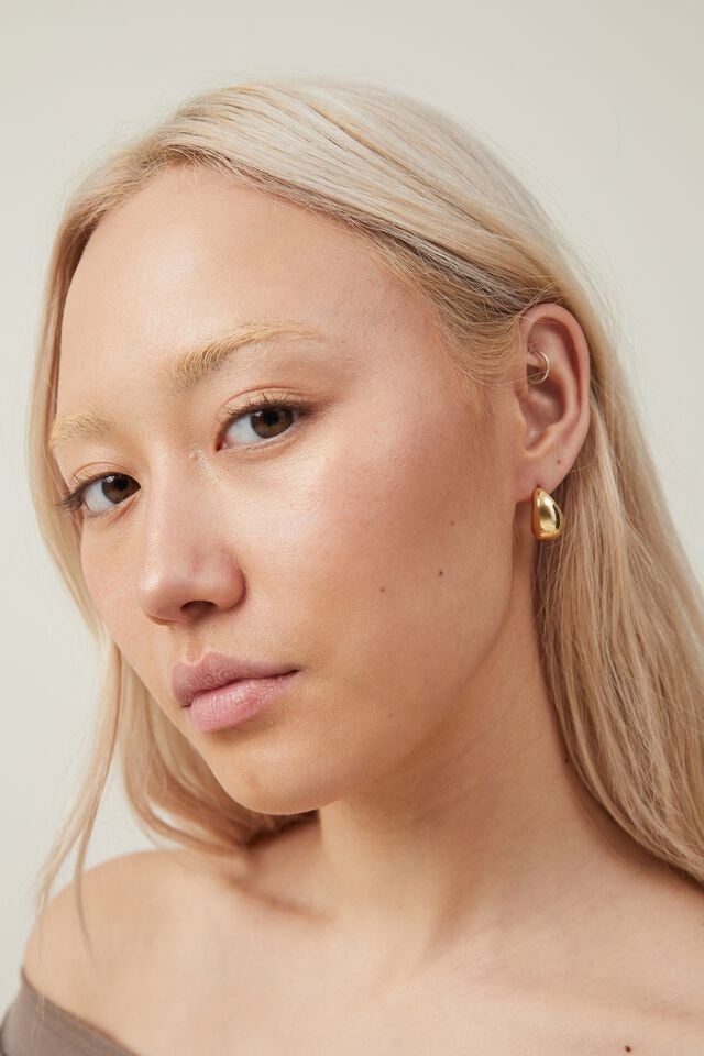 Small Charm Earring, GOLD PLATED TEAR DROP STUD