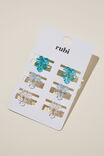 6Pk Mini Flower Claws, BLUE & CLEAR - alternate image 2