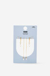 Waterproof 3Pk Mid Earring, GOLD THREADER PEARL DROP - example image 1