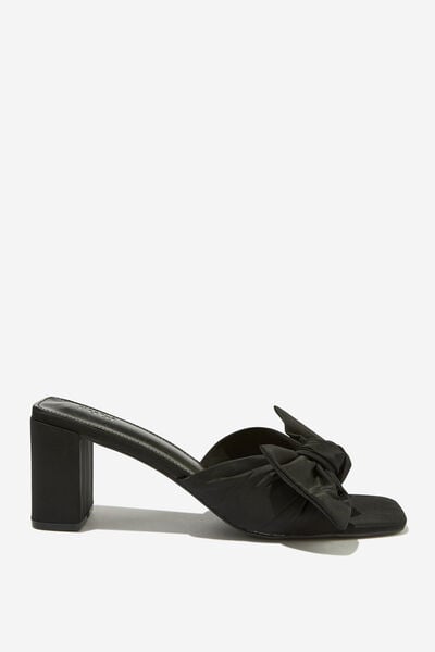 Eden Statement Block Heel Mule, BLACK BOW