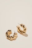 Large Hoop Earring, GOLD PLATED CHUNKY TWIST - alternate image 1
