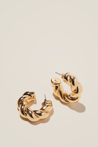 Large Hoop Earring, GOLD PLATED CHUNKY TWIST