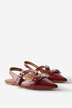 Isla Buckle Slingback Ballerina, DEEP RED TEXTURED - example image 4