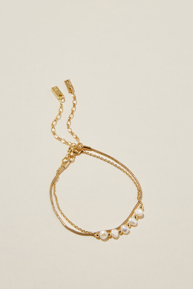 Multipack Bracelet, GOLD PLATED MICRO PEARL