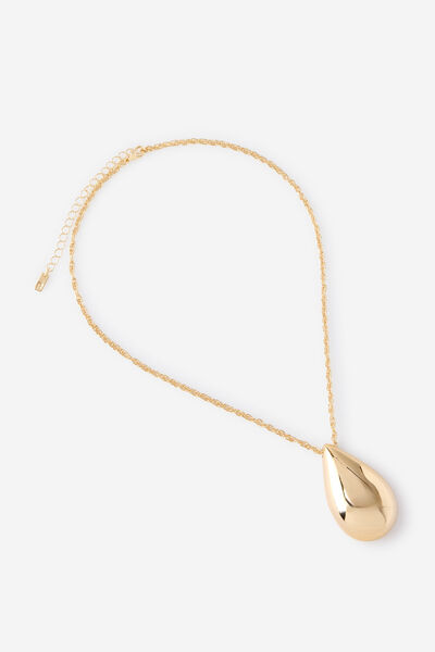 Pendant Necklace, UP GOLD TEARDROP TWIST CHAIN