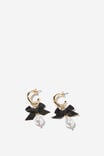 Small Charm Earring, UP BLACK BOW PEARL DROP - alternate image 1
