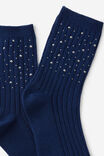 Embellished Crew Sock, STUDS/NAVY - example image 3