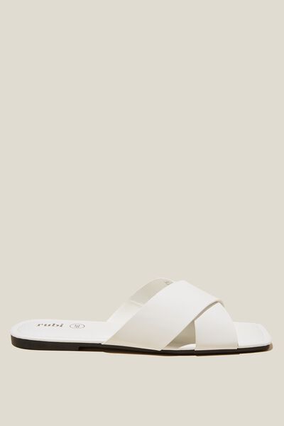 Everyday Sophie Xover Slide, WHITE SMOOTH PU