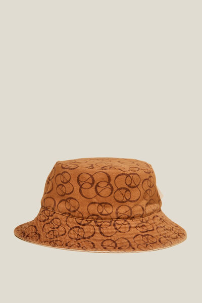 Reversible Bianca Bucket Hat, CO MONOGRAM YARDAGE/MOCHA