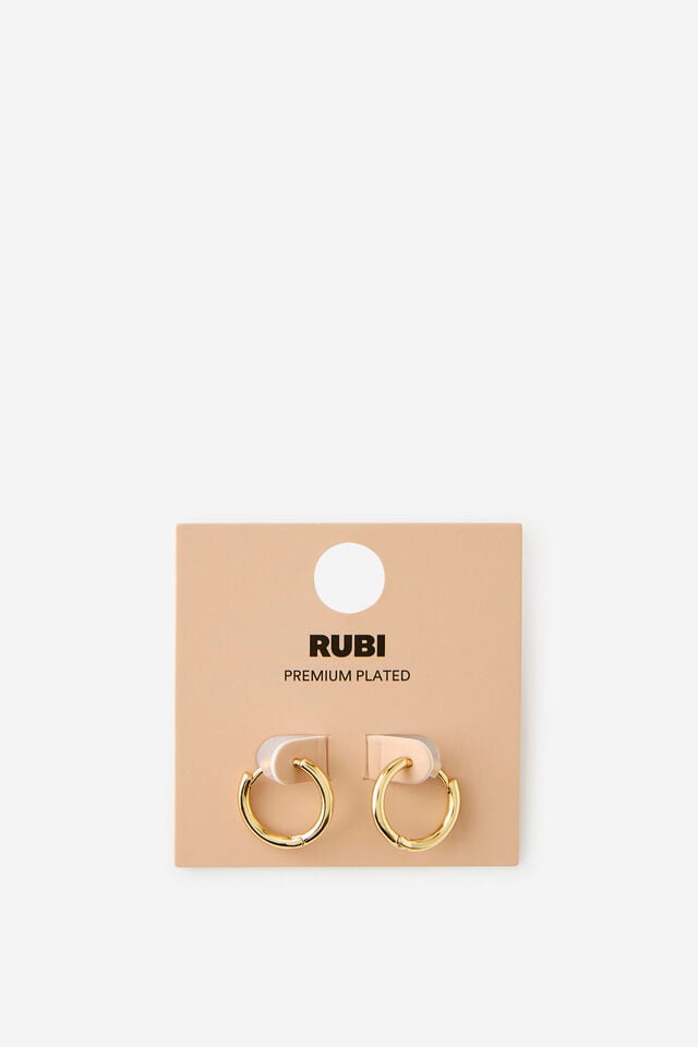 Premium Plated Small Hoop Earring, GOLD FINE HUGGIE