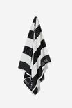 Personalised Bondi Rectangle Towel, BLACK AND WHITE HORIZONTAL STRIPE