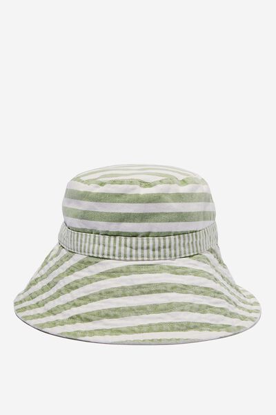 Sasha Wide Brim Sun Hat, MINTY GREEN STRIPE