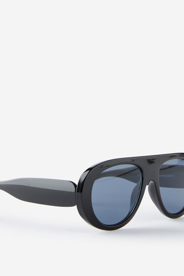 Eve Oval Aviator Sunglasses, BLACK