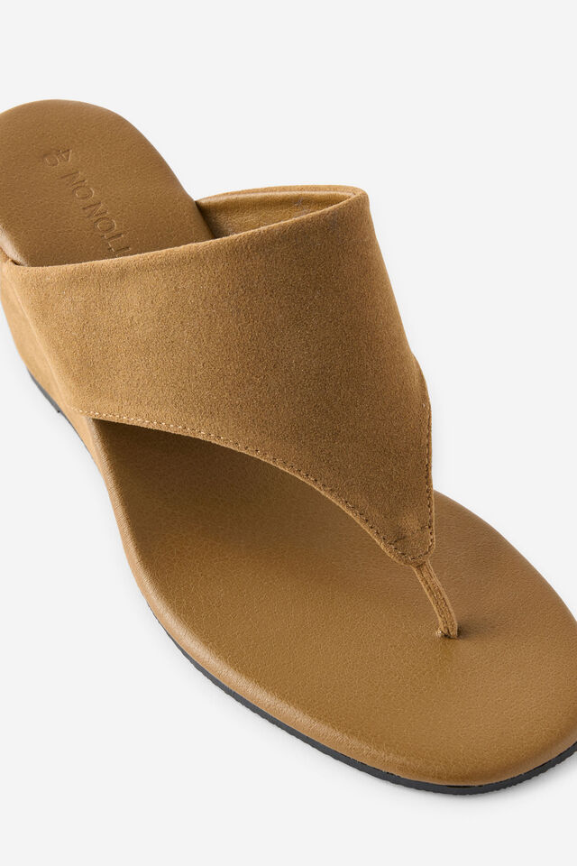 Bobbie Flip Flop Wedge, DARK TAN FAUX SUEDE