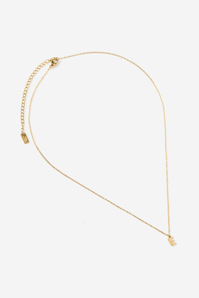 Waterproof Pendant Necklace, GOLD INITIAL E CLASSIC FINE CHAIN